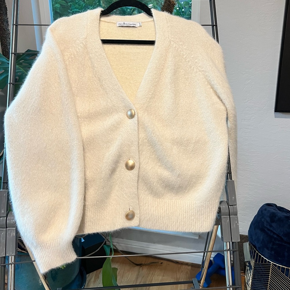 Two Little Sisters Cream Cardigan Sweater - S/M